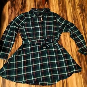FancyInn Plaid Shirt Dress with Belt